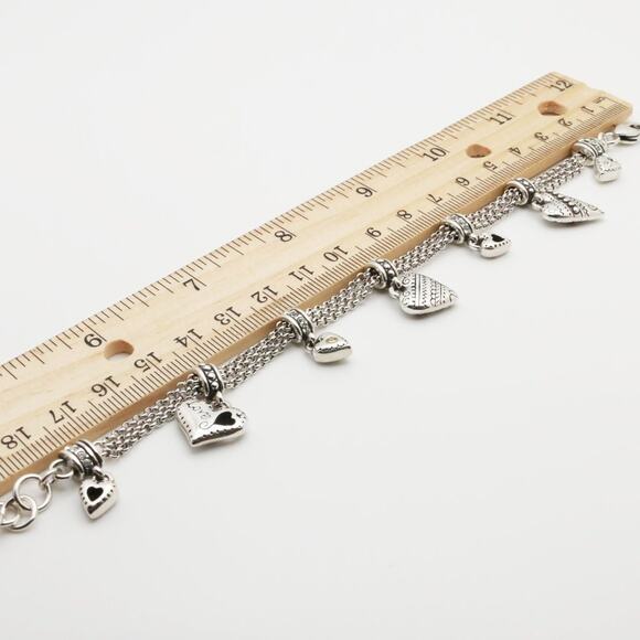 Designer BRIGHTON beaded Cubic Zirconia Heart Charms Bracelet - Picture 7 of 11